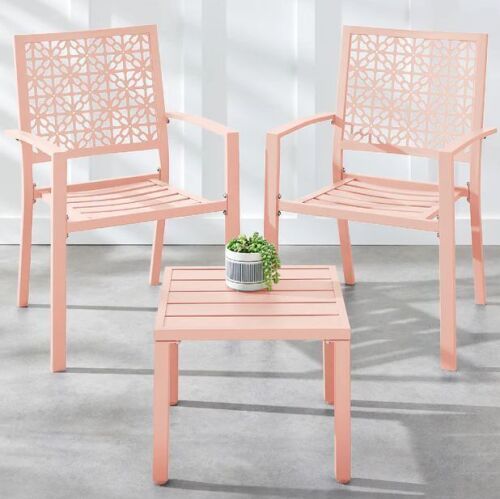 3-Piece Stackable Steel Outdoor Conversation Bistro Set - Lot 103