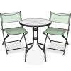 3-Piece Bistro Set w/ Glass Table, 2 Foldable Chairs - Thumbnail 1