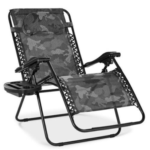 Oversized Reclining Zero Gravity Chair Lounger w/ Cup Holder, Pillow - Lot 128