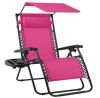 Folding Zero Gravity Recliner Patio Lounge Chair w/ Canopy, Side Tray - Thumbnail 1