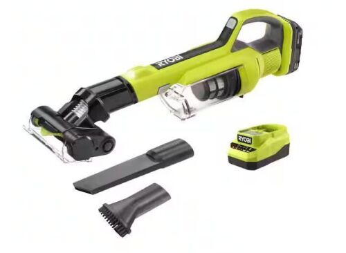 RYOBI ONE+ 18V Cordless Hand Vacuum with Powered Brush Kit with 2.0 Ah Battery and Charger - Lot 150JF