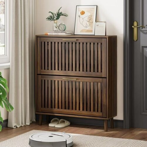 31.5" Shoe Storage Cabinet with 2 Flip Louvered Drawers - Lot 176