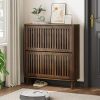 31.5" Shoe Storage Cabinet with 2 Flip Louvered Drawers - Thumbnail 1