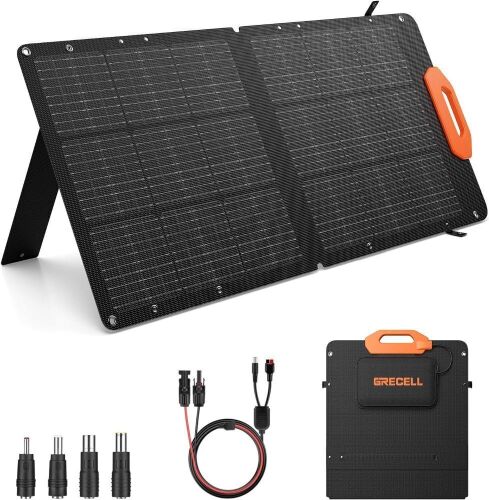 GRECELL 100W 21.5V Portable Foldable Solar Panel 24% High Efficiency with Fast Charger and Adjustable Kickstand - Lot 186