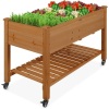 Mobile Raised Garden Bed Elevated Planter w/ Wheels, Shelf - 48x24x32in - Thumbnail 1
