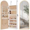 Door/Wall Mounted Arch Mirror Jewelry Armoire, w/ Metal Frame, Built-In Lock - Thumbnail 1