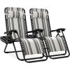 Set of 2 Adjustable Zero Gravity Patio Chair Recliners w/ Cup Holders - Thumbnail 1