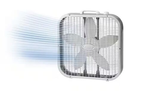 Lasko 20 in. 3 Speed Air Circulating Box Fan for Home in White with Save Smart Technology, 1820 CFM and Carry Handle - Lot 227JF
