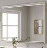 QueenFun 48 in. W x 36 in. H Rectangular Framed Aluminum Beveled Edge Wall Mount Mirror in Brushed Nickel - Thumbnail 1