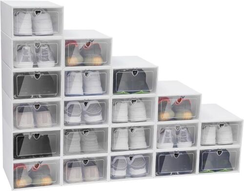 20Pcs Stackable Clear Plastic Shoe Box - Lot 299