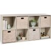 8-Cube Bookshelf, 11in Storage Display w/ Removable Panels, Customizable - Thumbnail 1