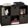 6-Cube Bookshelf, 13.5in Storage Display w/ Removable Panels, Customizable - Thumbnail 1