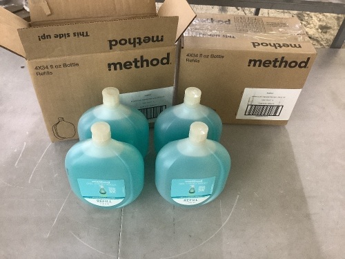 Case of (4) Method Gel Hand Soap Refill, Waterfall, 34 oz - Lot 355
