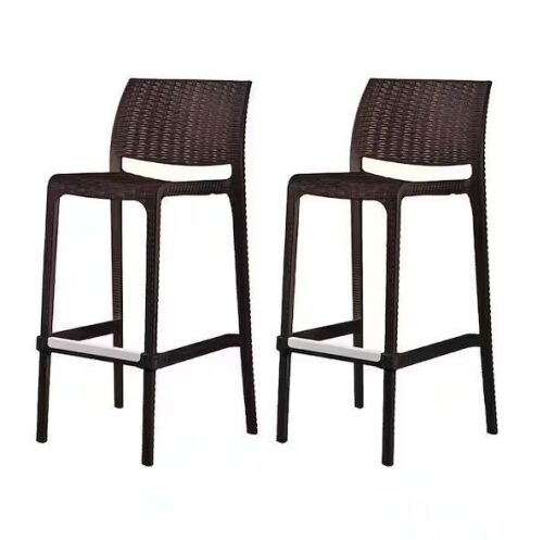 Rue Brown Stackable Resin Outdoor Bar Stool, 2-Pack - Lot 378JF