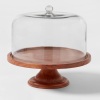 Threshold Round Glass & Wood Dessert Stand - Thumbnail 1
