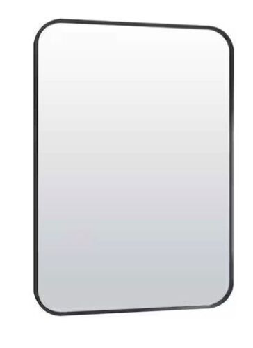 XRAMFY Black 40" x 30" Rectangular Modern Aluminum Alloy Framed Rounded Wall Mirror - Lot 426JF