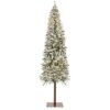 6' Pre-Lit Flocked Alpine Slim Pencil Christmas Tree w/ LED Lights, Stand - Thumbnail 1