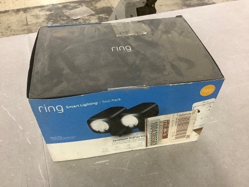 Ring Black Smart Lighting Motion Activated Outdoor Integrated LED Spot Light Battery 2-Pack with Smart Lighting Bridge White - Lot 457