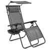 Folding Zero Gravity Recliner Patio Lounge Chair w/ Canopy, Side Tray - Thumbnail 1