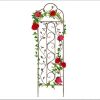 Iron Arched Garden Trellis Fence Panel w/ Branches, Birds - 60x15in - Thumbnail 1