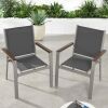Set of 2 Stackable Textilene Chairs w/ Armrests, Dining Accent Furniture - Thumbnail 1