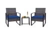 3-Piece Cute Gray Wicker Patio Conversation Set with Blue Cushions - Thumbnail 1