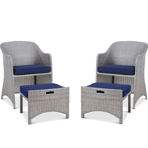 Outdoor Wicker Conversation Set - 2 Chairs & 2 Ottomans - Lot 563