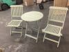 3-Piece Acacia Wood Bistro Set w/ Folding Table, 2 Chairs - 1 Chair Damaged - Thumbnail 1