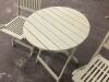 3-Piece Acacia Wood Bistro Set w/ Folding Table, 2 Chairs - 1 Chair Damaged - Thumbnail 3