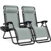Set of 2 Adjustable Zero Gravity Patio Chair Recliners w/ Cup Holders - Thumbnail 1