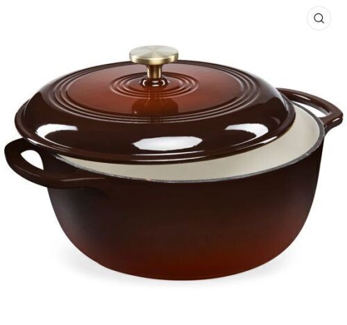 Cast-Iron Dutch Oven Kitchen Cookware w/ Enamel, Handles - 7.5qt - Lot 619