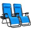 Set of 2 Adjustable Zero Gravity Patio Chair Recliners w/ Cup Holders - Thumbnail 1
