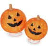 2pc Lighted Pop-Up Outdoor Halloween Holiday Pumpkin Set w/ 130 LED Lights - Thumbnail 1