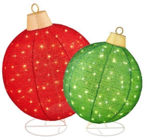2pc Lighted Pop-Up Christmas Ornaments Decoration w/ 180 LED Lights, Stand - Lot 643