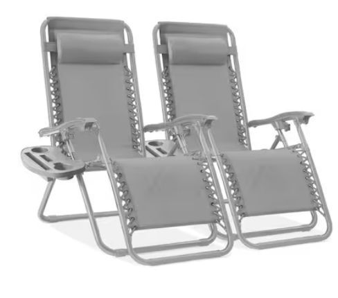 Set of 2 Adjustable Zero Gravity Patio Chair Recliners w/ Cup Holders - Lot 645