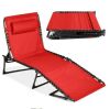 Portable Patio Chaise Lounge Chair Outdoor Recliner w/ Pillow - Thumbnail 1