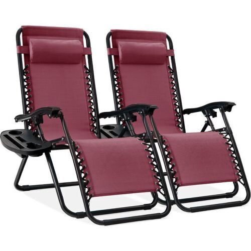 Set of 2 Adjustable Zero Gravity Patio Chair Recliners w/ Cup Holders - Lot 687