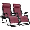 Set of 2 Adjustable Zero Gravity Patio Chair Recliners w/ Cup Holders - Thumbnail 1