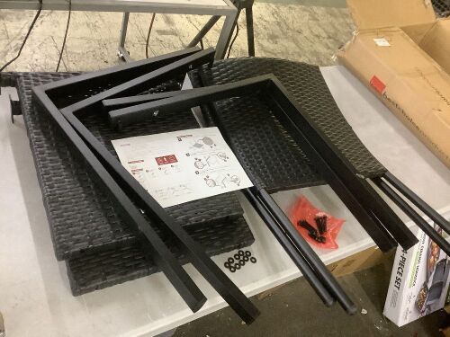 Set of 2 Stackable Wicker Chairs w/ Armrests, Steel Accent Furniture - Missing Some Hardware - Lot 726