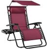 Folding Zero Gravity Recliner Patio Lounge Chair w/ Canopy, Side Tray - Thumbnail 1