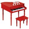 Kids Mini Wooden Grand Piano w/ Lid, Bench, Music Rack, Song Book - Thumbnail 1