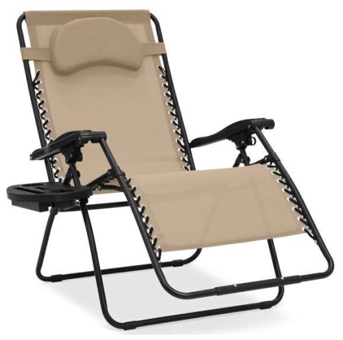 Oversized Reclining Zero Gravity Chair Lounger w/ Cup Holder, Pillow - Lot 746