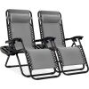 Set of 2 Adjustable Zero Gravity Patio Chair Recliners w/ Cup Holders - Thumbnail 1