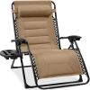 Oversized Padded Zero Gravity Chair, Folding Recliner w/ Headrest, Side Tray - Thumbnail 1