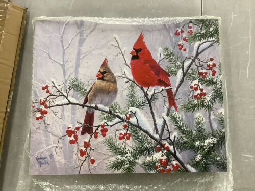 LED Canvas Cardinals Wall Art, 17x14 - Lot 761