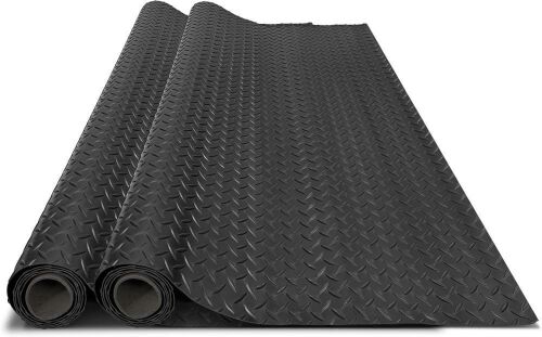 4x6 FT Diamond Plate PVC Rubber Garage Floor Mat, 2 Rolls - Lot 764