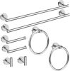8 Piece Polished Chrome Bathroom Hardware Set, 24" Towel Bar - Thumbnail 1