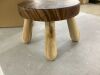 7 Inch Short Solid Wood Stool - Thumbnail 3