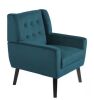 Uixe Mid-Century Modern Button Blue Velvet Accent Arm Chair - Thumbnail 1