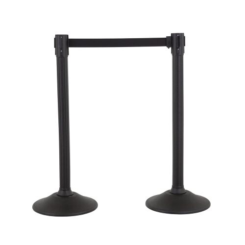 US Weight Sentry Stanchion with Retractable Belt, Easy Connect Assembly, Black, 6.5' Belt (2 Pack) - Lot 2704